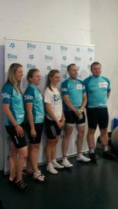 Lining up with fellow Bliss riders for press photos with Laura
