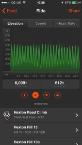 The route profile from Strava