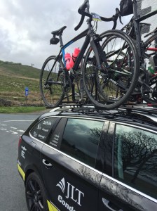 Going home in style - the JLT Condor team car picked me up